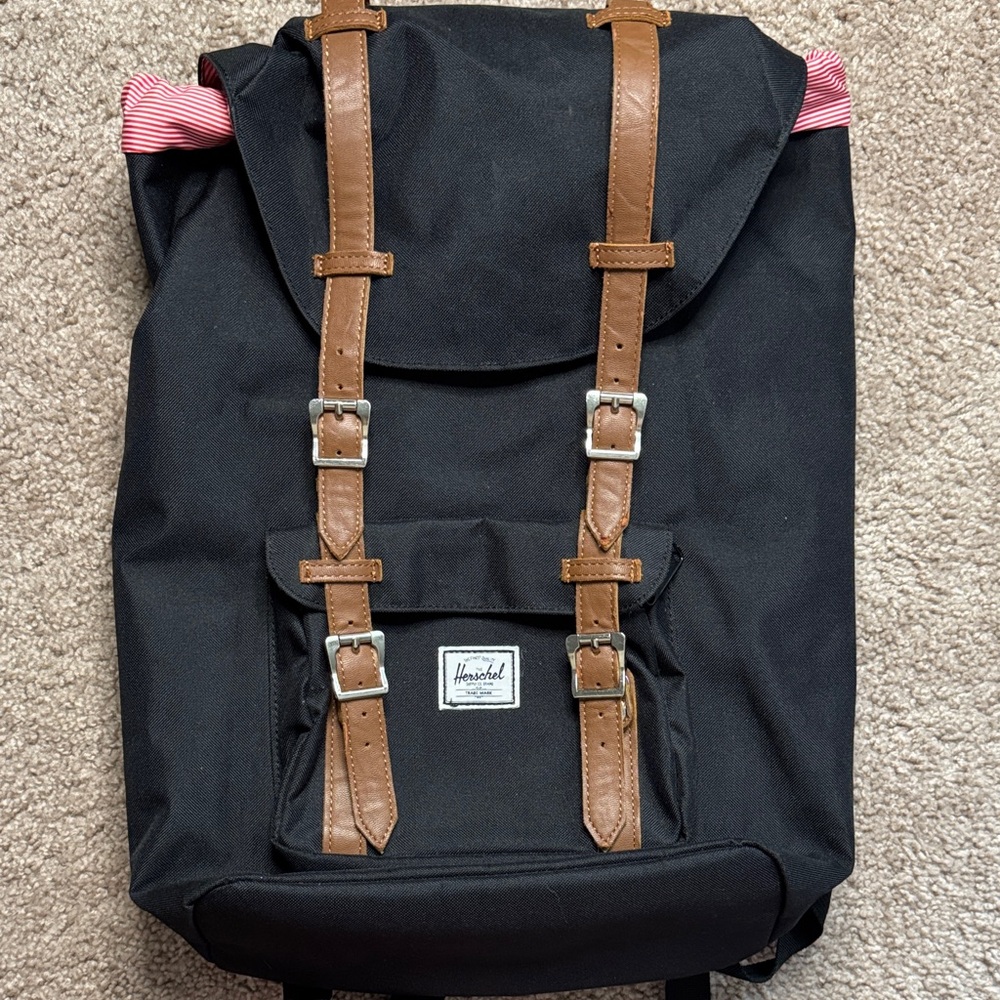 Herschel Supply Company Black Backpack with Brown Straps